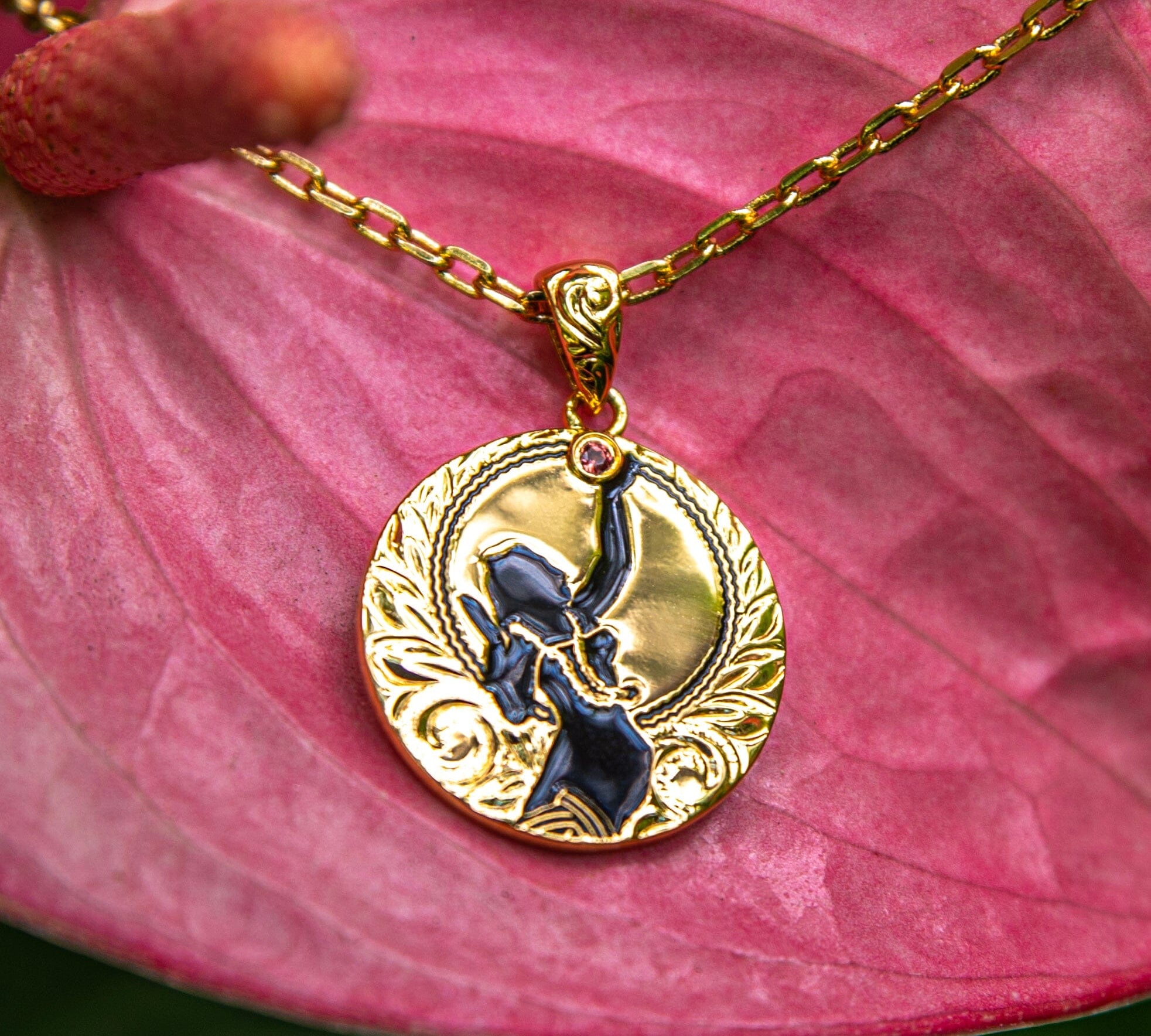 Miss Hawaii Delegate’s Medallion - 18k Gold Plated Pendant Island by Koa Nani 