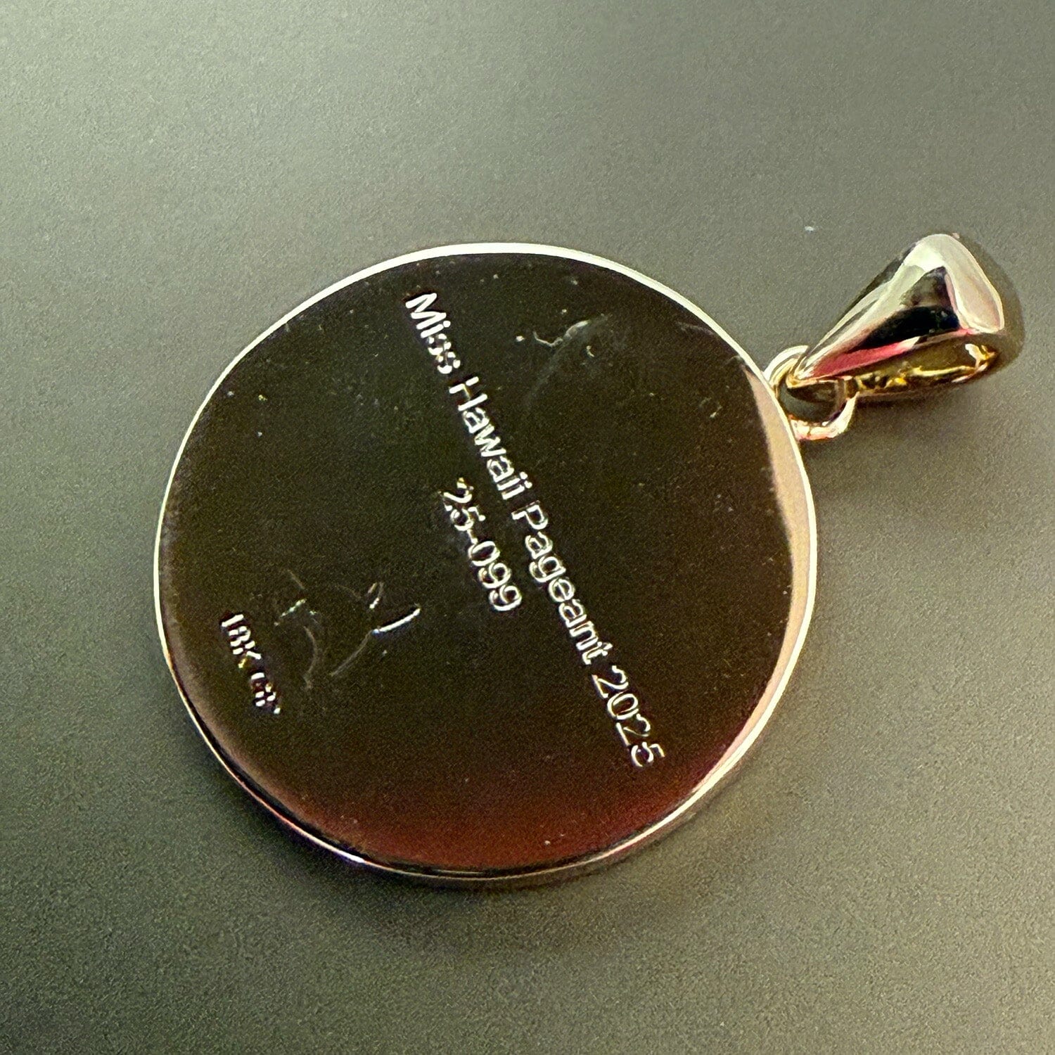 Miss Hawaii Engraved Delegate’s Medallion - 18k Gold Plated Pendant Island by Koa Nani 