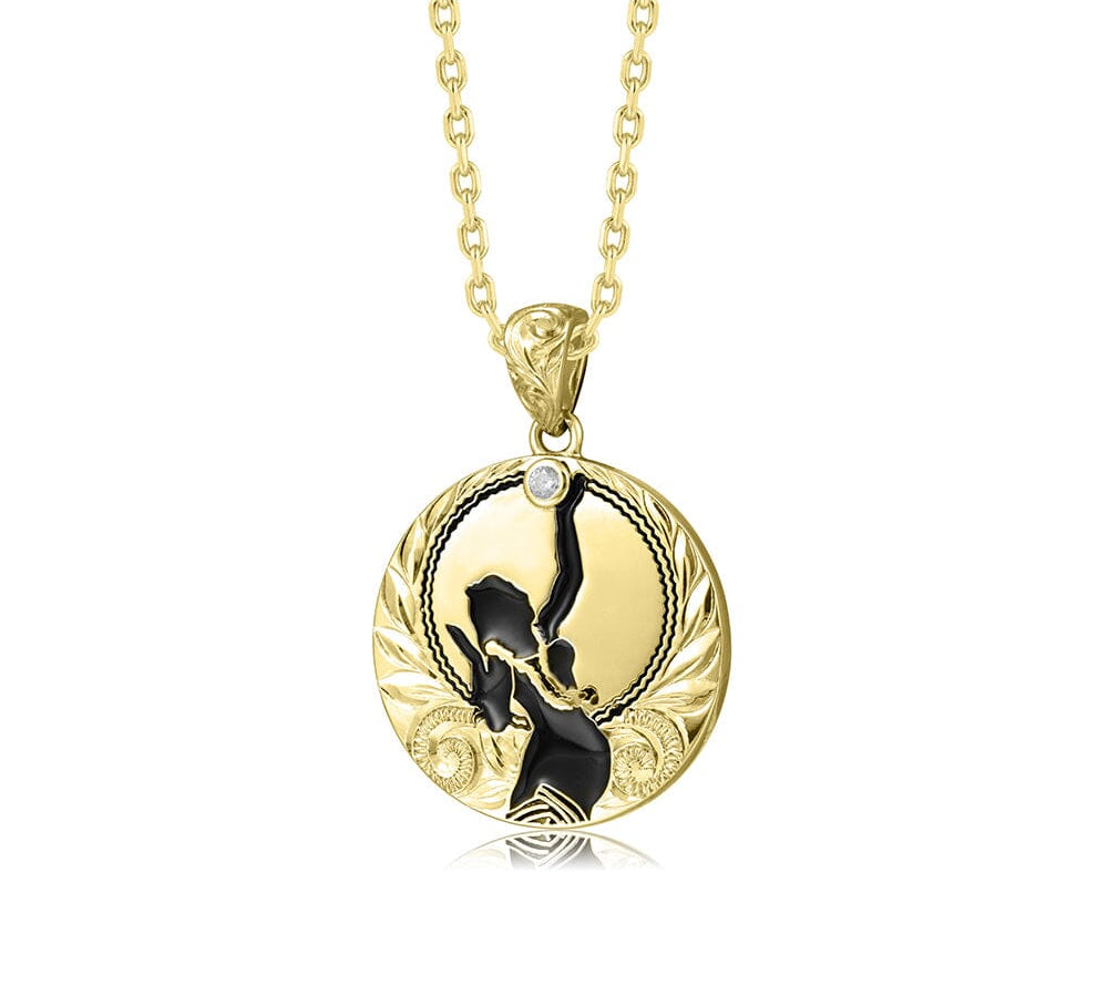 Miss Hawaii Engraved Pendant - 18k Gold Plated Pendant Island by Koa Nani 