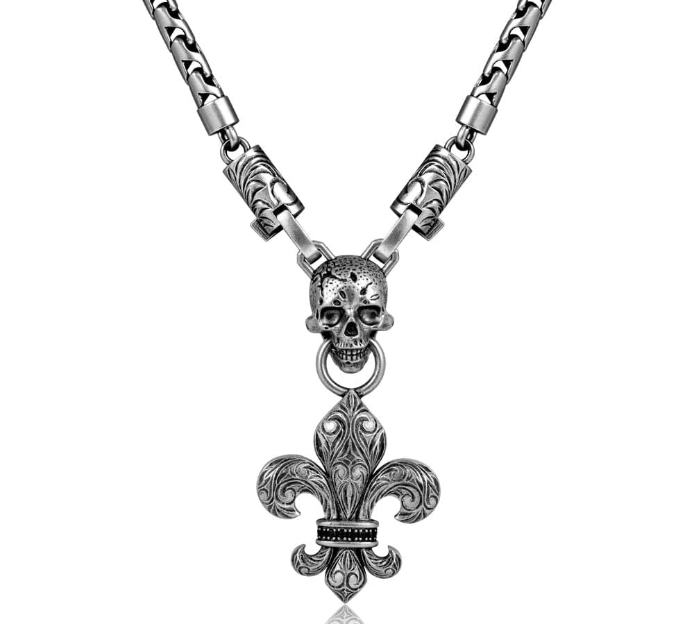 Nocturne Pirate Skull Fleur-de-Lis Necklace Necklace Island by Koa Nani 
