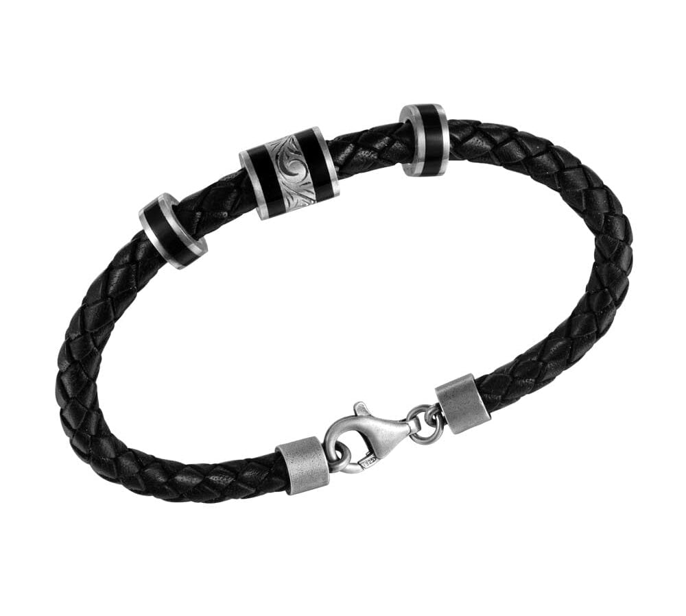 Onyx Barrels Leather Bracelet Bracelet Island by Koa Nani 