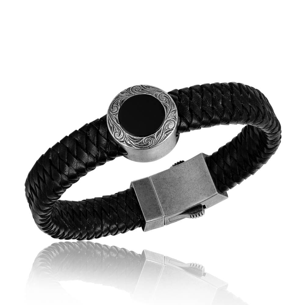 Onyx Circle Leather Bracelet Bracelet Island by Koa Nani 