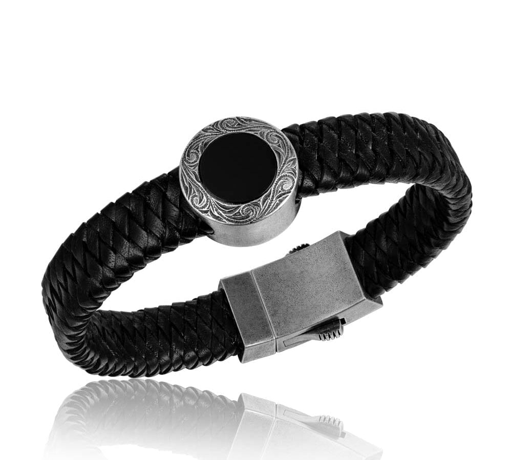 Onyx Circle Leather Bracelet Bracelet Island by Koa Nani 