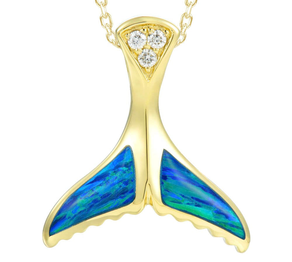 Opal Whale Tail Pendant Pendant Island by Koa Nani 