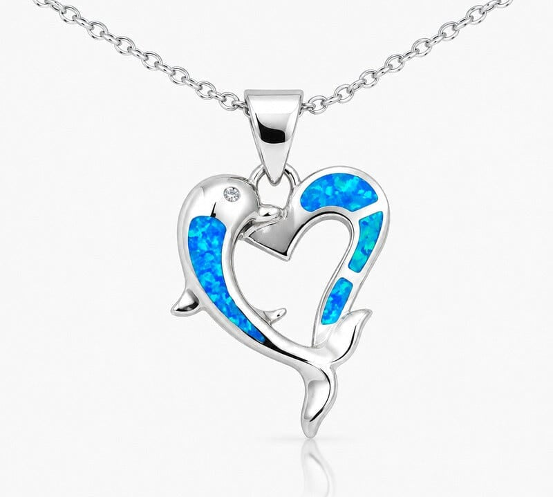 Paradise Opal Dolphin Heart Pendant Pendant Island by Koa Nani 