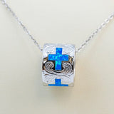 Paradise Opal Engraved Cross Barrel Pendant Pendant Island by Koa Nani 