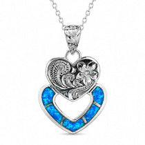 Paradise Opal Engraved Double Heart Pendant Pendant Island by Koa Nani 
