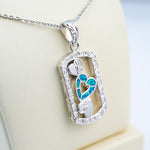 Paradise Opal Engraved Heart Dog Tag Pendant Island by Koa Nani 