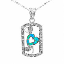 Paradise Opal Engraved Heart Dog Tag Pendant Island by Koa Nani 
