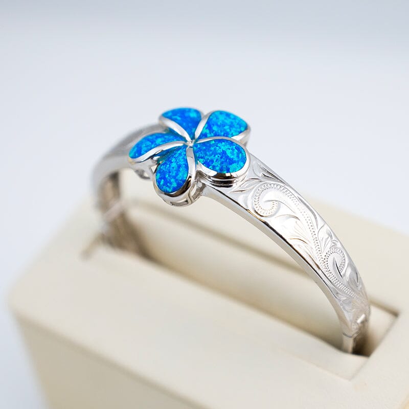 Paradise Opal Engraved Plumeria Bangle Bangle Island by Koa Nani 