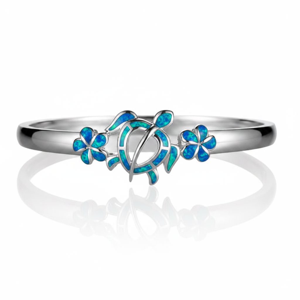 Paradise Opal Honu & Plumeria Bangle Bangle Island by Koa Nani Original 