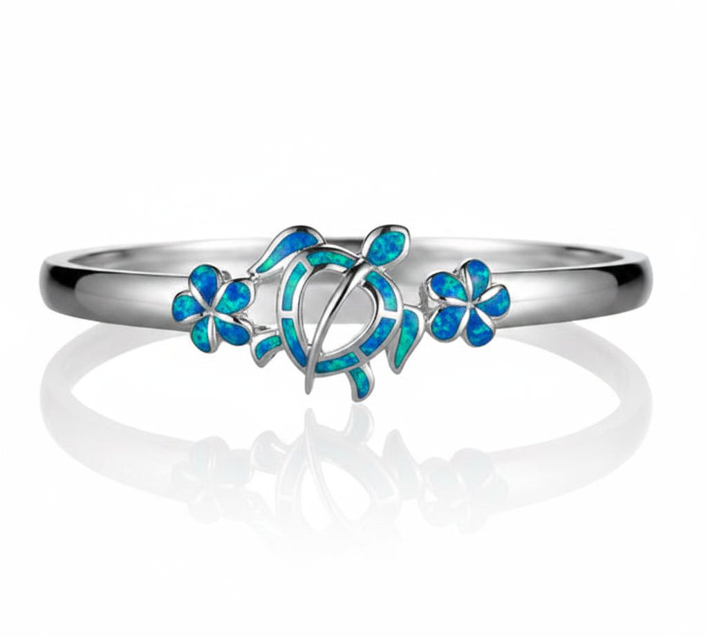 Paradise Opal Honu & Plumeria Bangle Bangle Island by Koa Nani Original 
