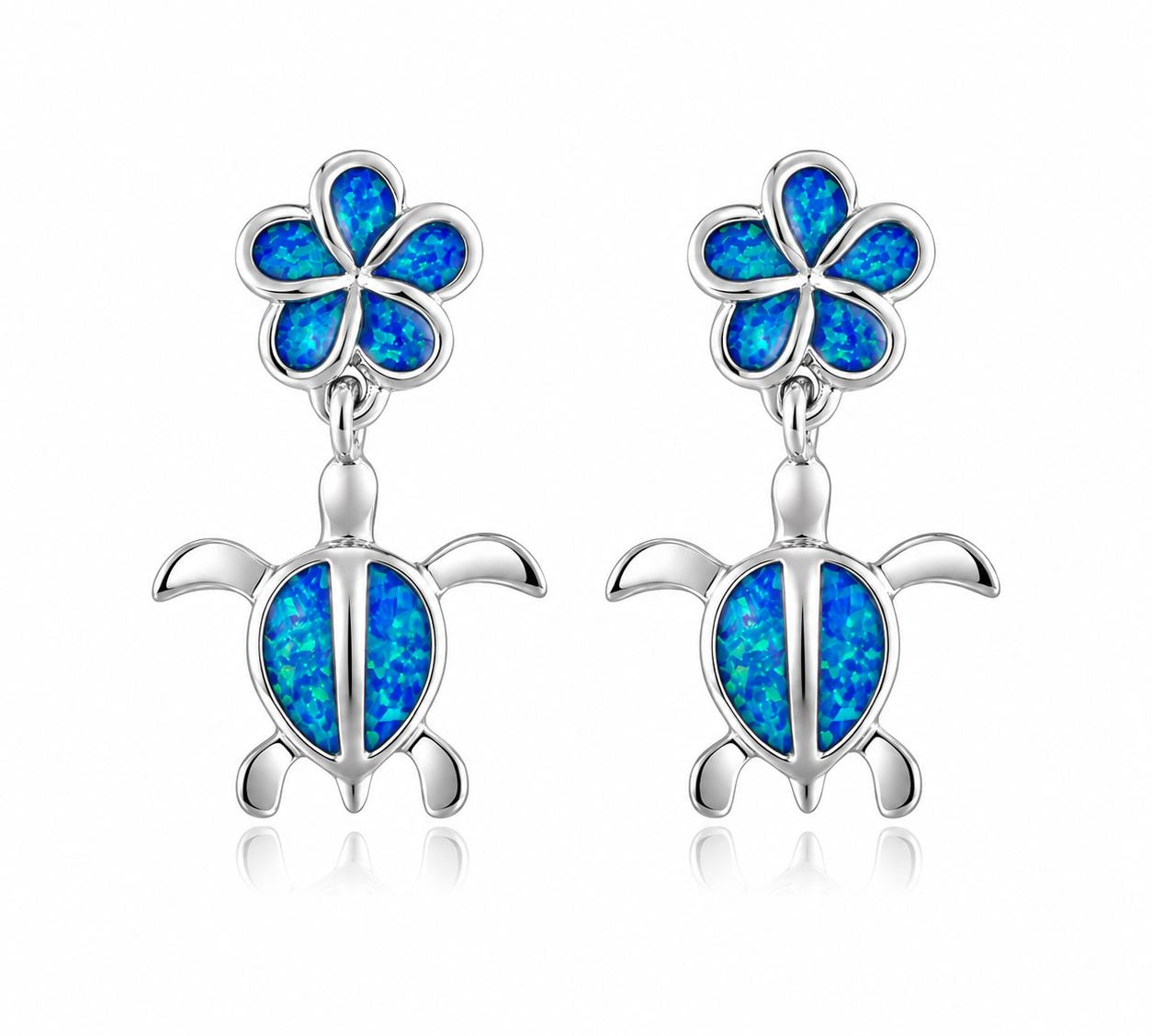 Paradise Opal Plumeria and Honu Stud Earrings Earrings Island by Koa Nani 