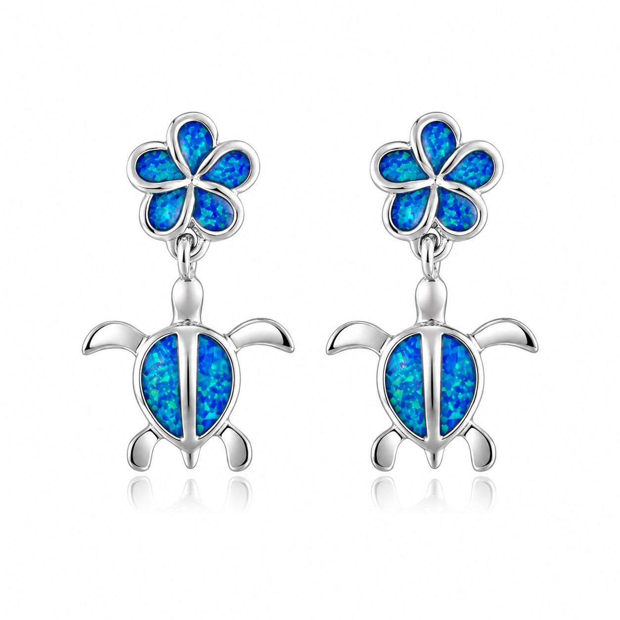 Paradise Opal Plumeria and Honu Stud Earrings Earrings Island by Koa Nani 