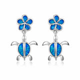 Paradise Opal Plumeria and Honu Stud Earrings Earrings Island by Koa Nani 