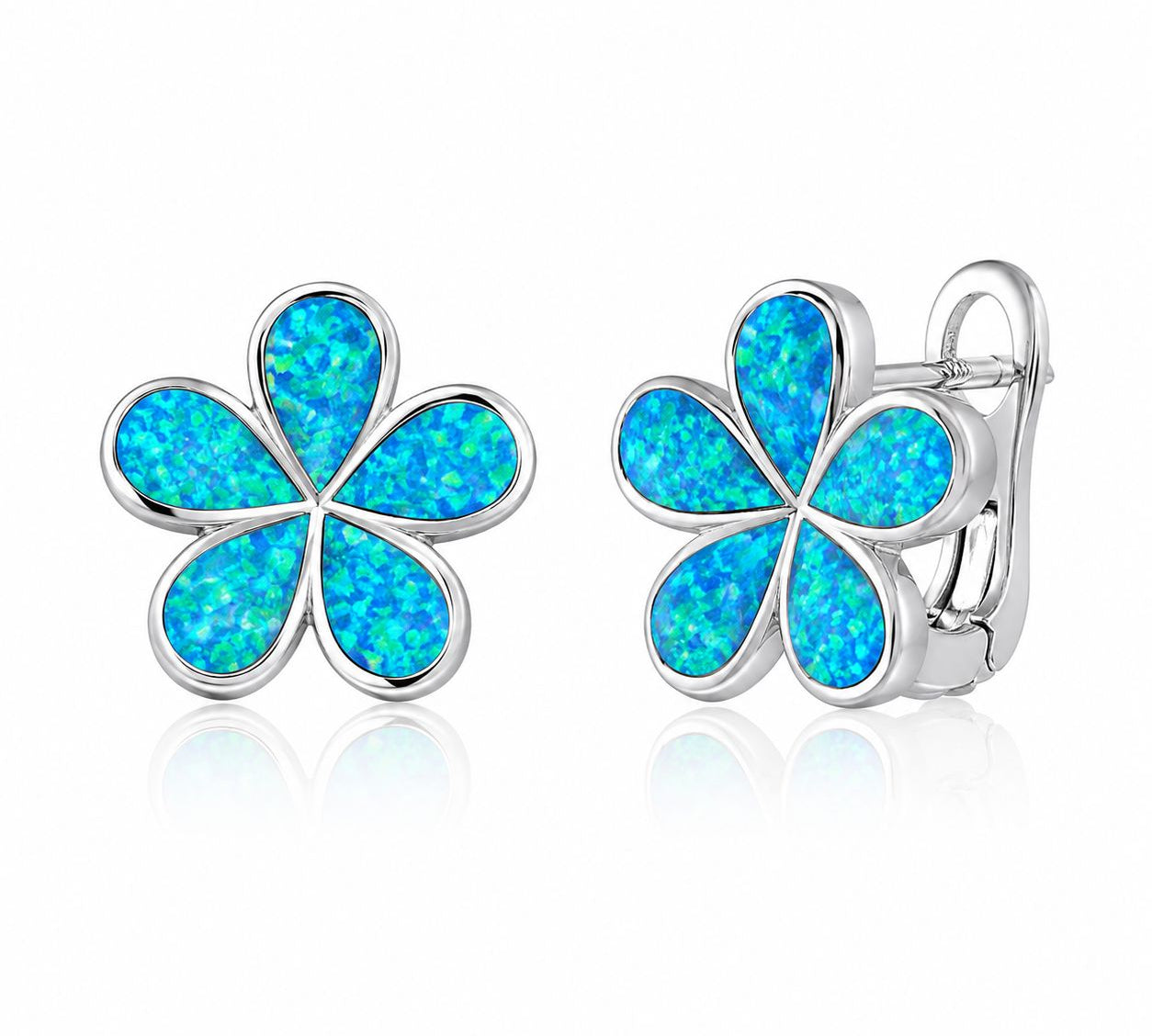 Paradise Opal Plumeria Latch Back Earrings Earrings Island by Koa Nani 
