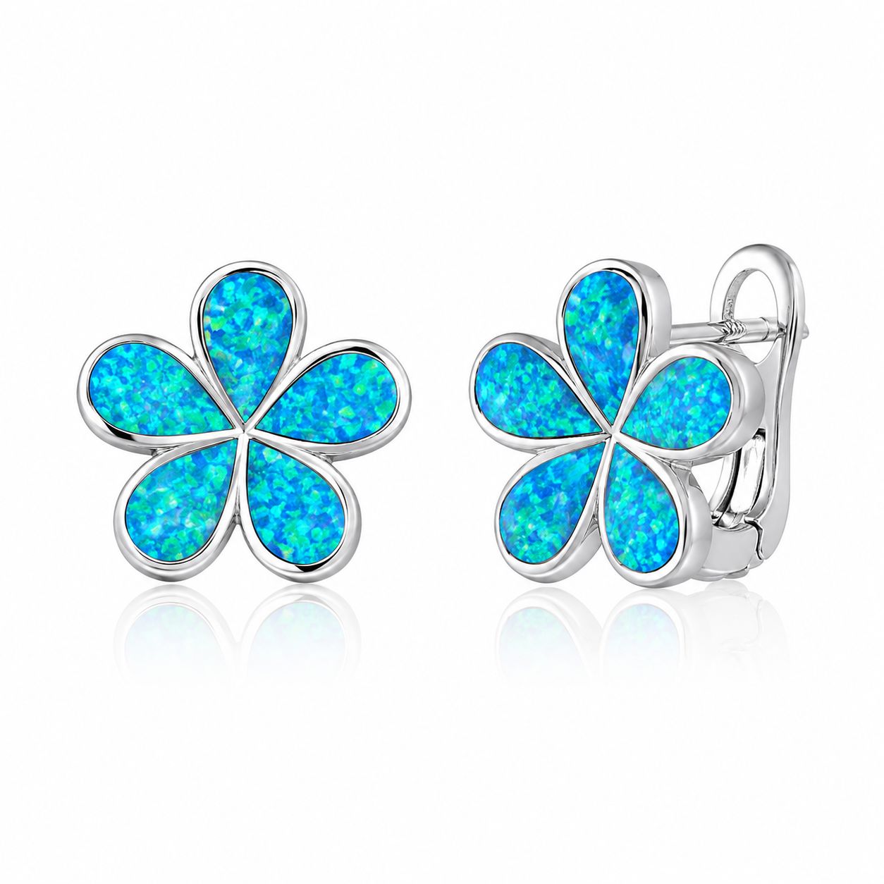 Paradise Opal Plumeria Latch Back Earrings Earrings Island by Koa Nani 