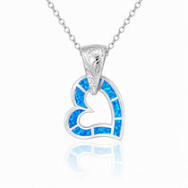 Paradise Opal Scroll Engraved Heart Pendant Pendant Island by Koa Nani 