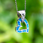 Paradise Opal Scroll Engraved Heart Pendant Pendant Island by Koa Nani 
