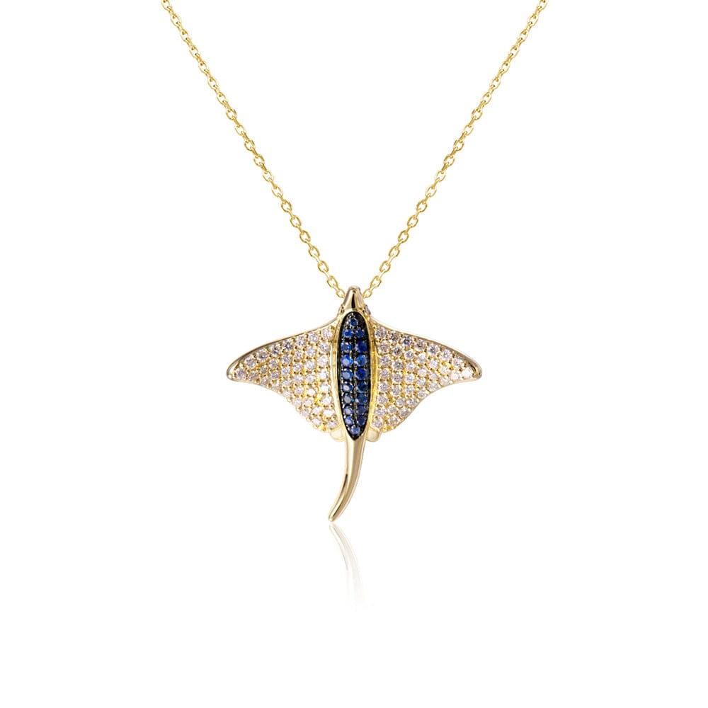 Pavé Eagle Ray Pendant with Sapphire Pendant Island by Koa Nani 