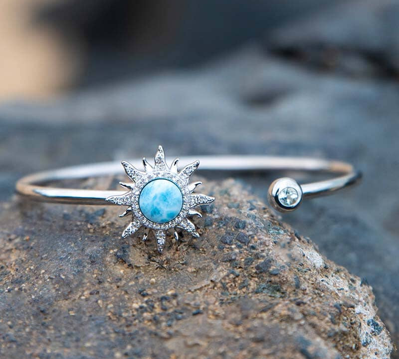 Pavé Larimar Sun Sleek Bangle Bangle Island by Koa Nani 