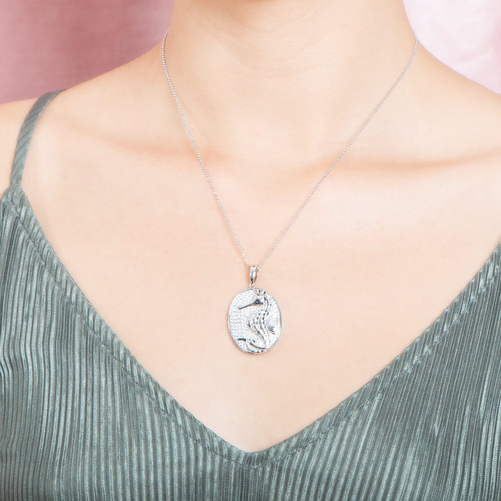 Pavé Magical Seahorse Medallion Pendant Island by Koa Nani 