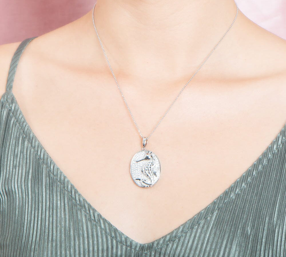 Pavé Magical Seahorse Medallion Pendant Island by Koa Nani 