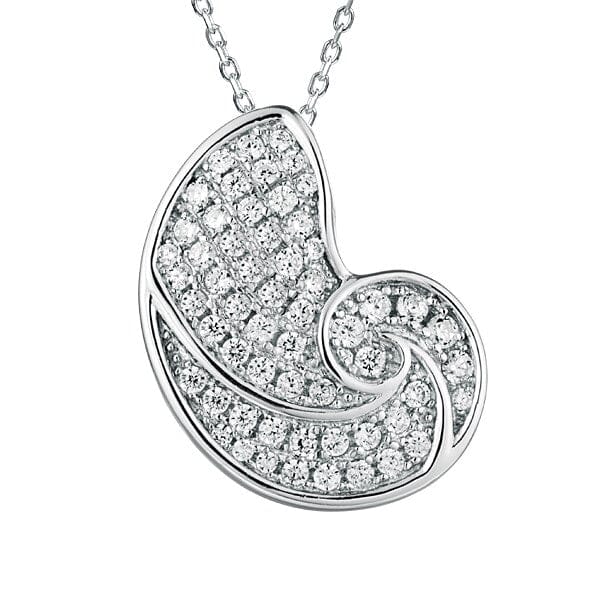 Pavé Nautilus Shell Pendant Pendant Island by Koa Nani White Gold 