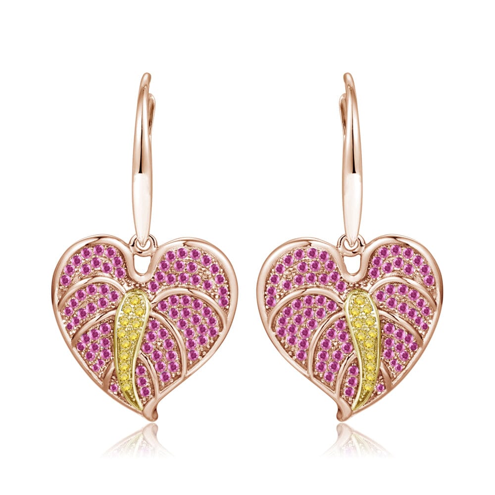 Pavé Ruby Anthurium Earrings Earrings Island by Koa Nani 