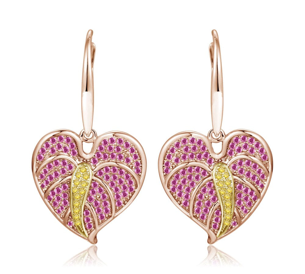 Pavé Ruby Anthurium Earrings Earrings Island by Koa Nani 