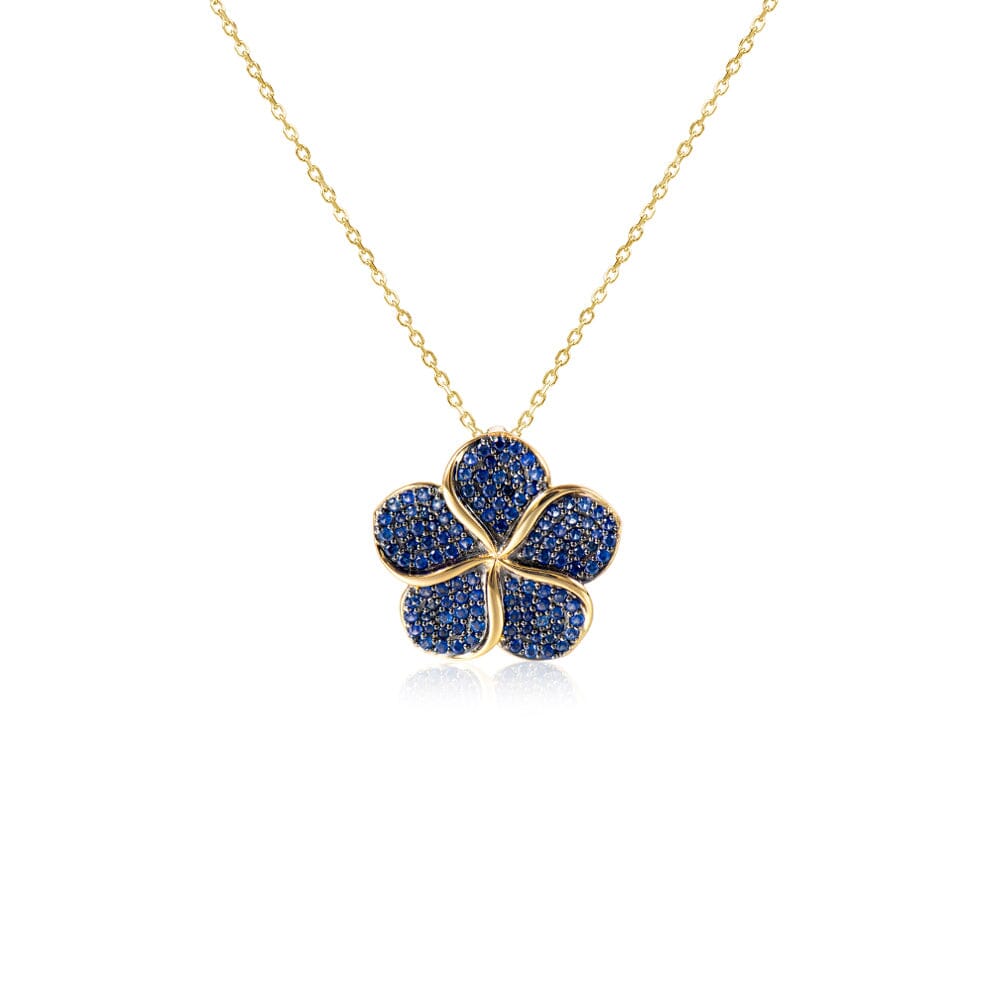 Pavé Sapphire Plumeria Pendant Pendant Island by Koa Nani Small (18mm) 