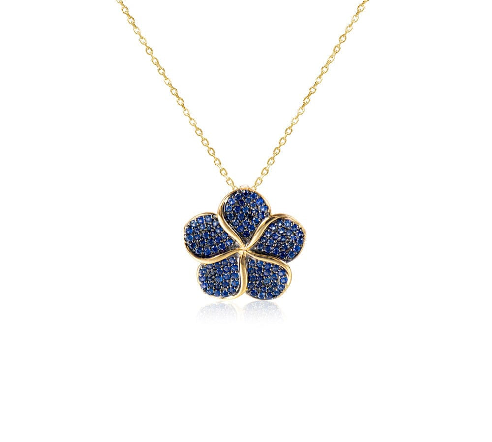 Pavé Sapphire Plumeria Pendant Pendant Island by Koa Nani Small (18mm) 
