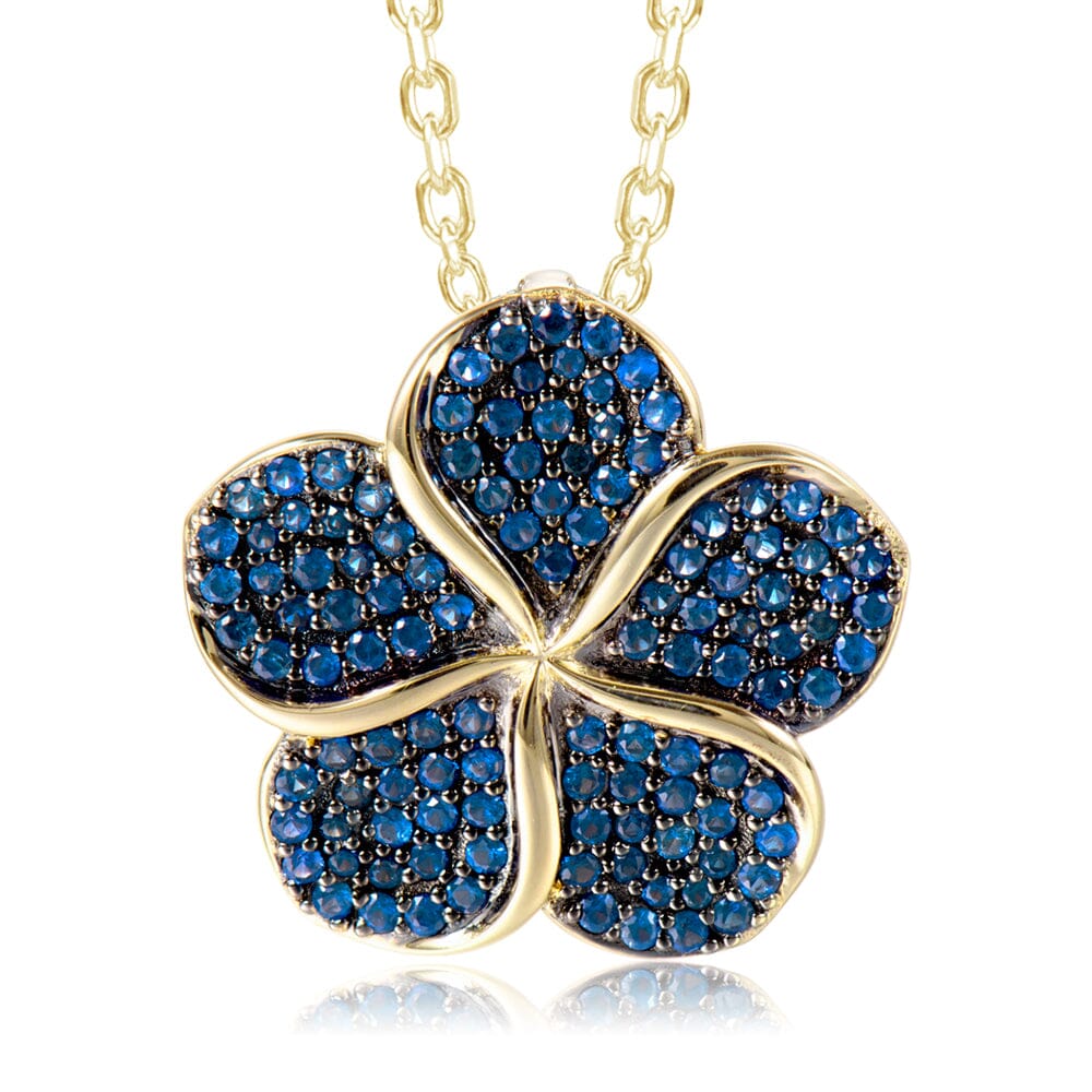 Pavé Sapphire Plumeria Pendant Pendant Island by Koa Nani Large (30mm) 