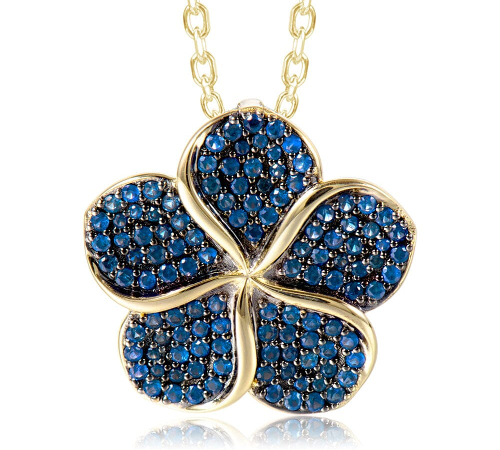 Pavé Sapphire Plumeria Pendant Pendant Island by Koa Nani Large (30mm) 