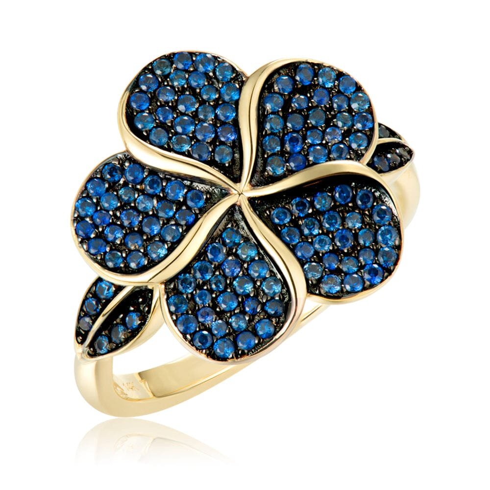 Pavé Sapphire Plumeria Ring Ring Island by Koa Nani 