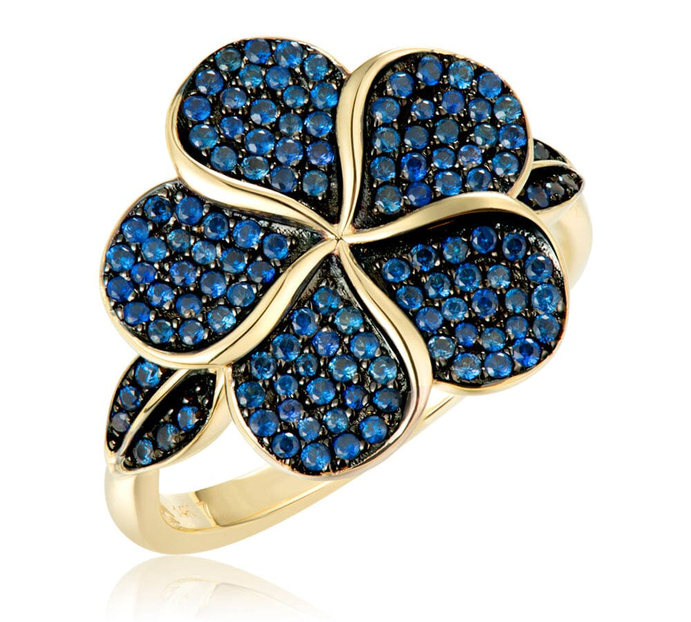 Pavé Sapphire Plumeria Ring Ring Island by Koa Nani 