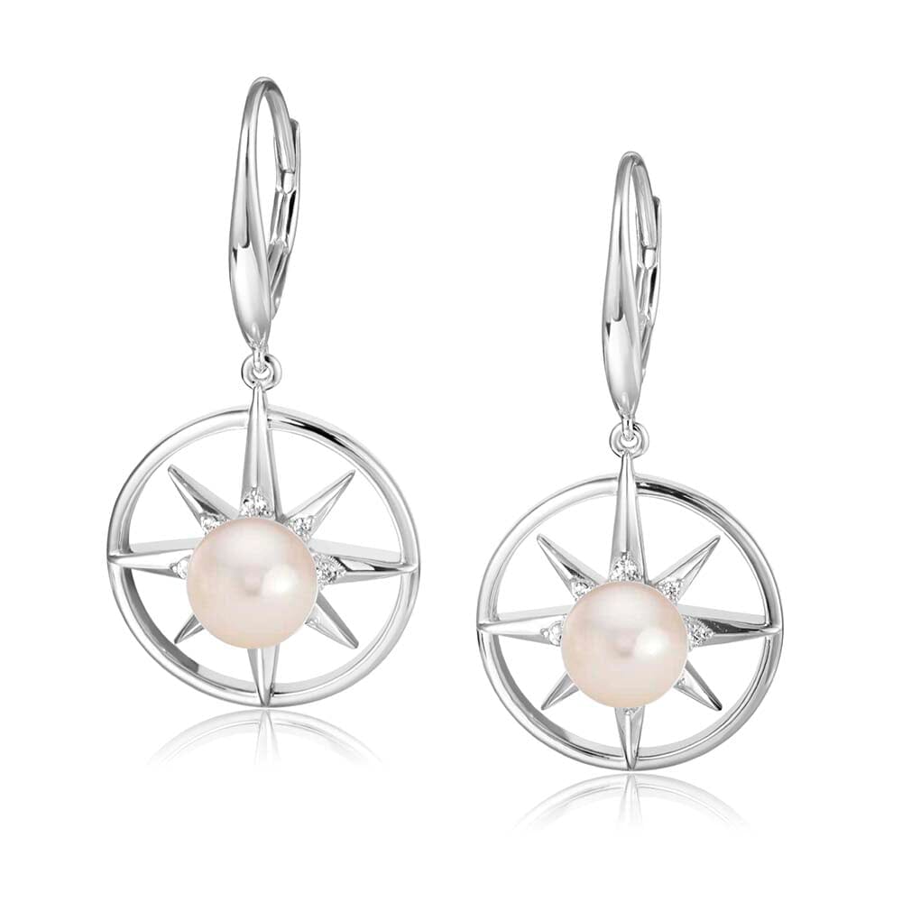 Pearl Compass Earrings Earrings Island by Koa Nani Freshwater Pearl 