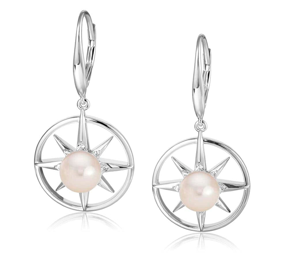 Pearl Compass Earrings Earrings Island by Koa Nani Freshwater Pearl 
