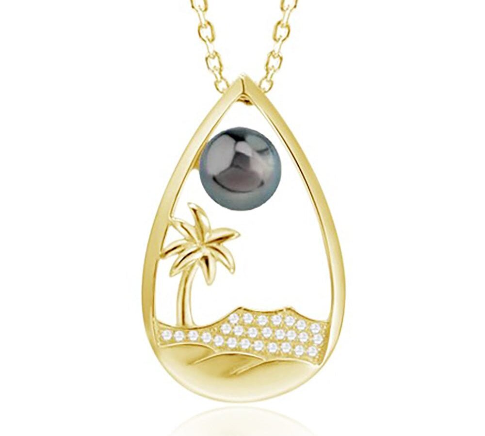 Pearl Diamond Head Teardrop Pendant Pendant Island by Koa Nani Tahitian Pearl 