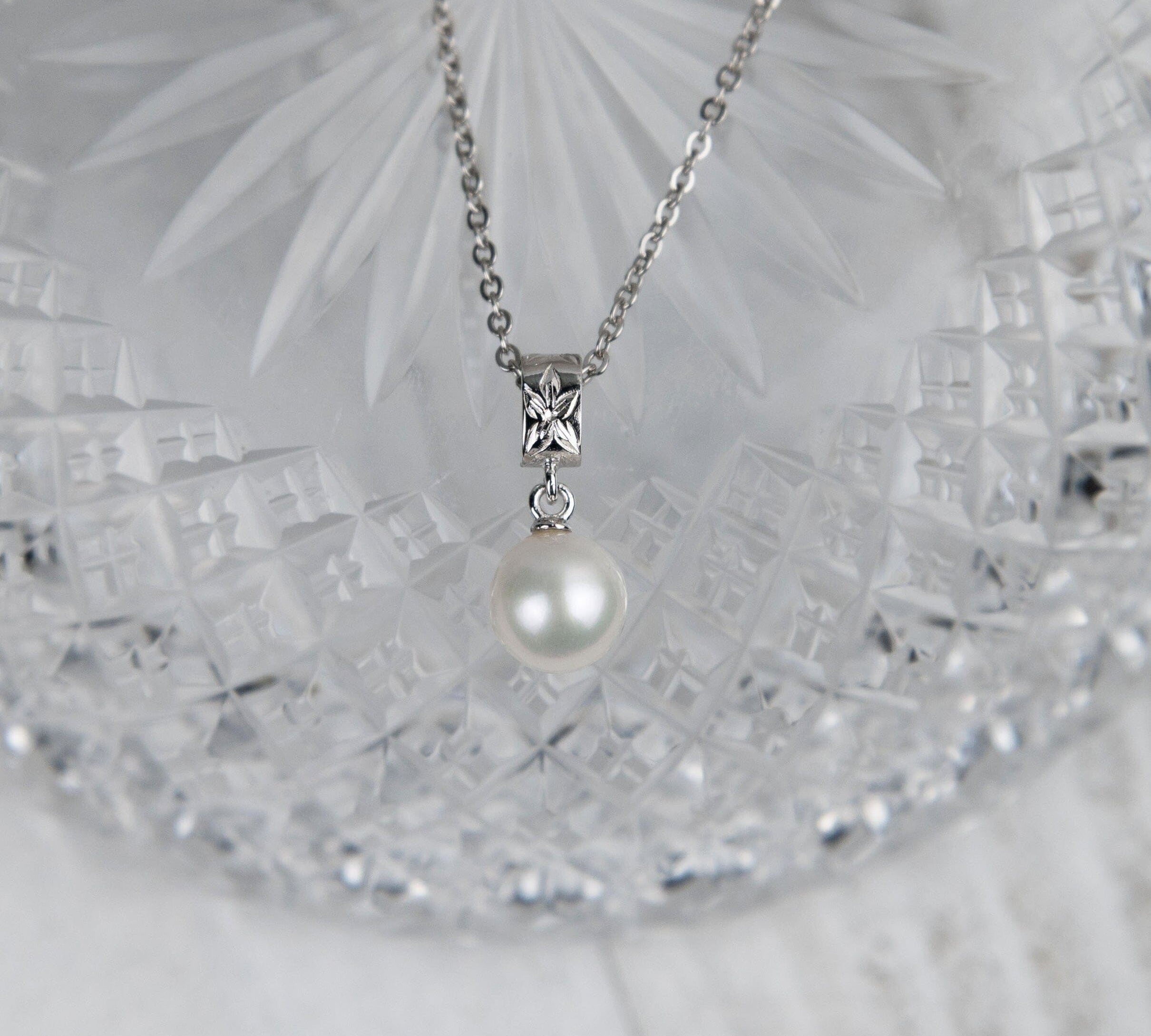 Pearl Engraved Plumeria Pendant Pendant Island by Koa Nani 