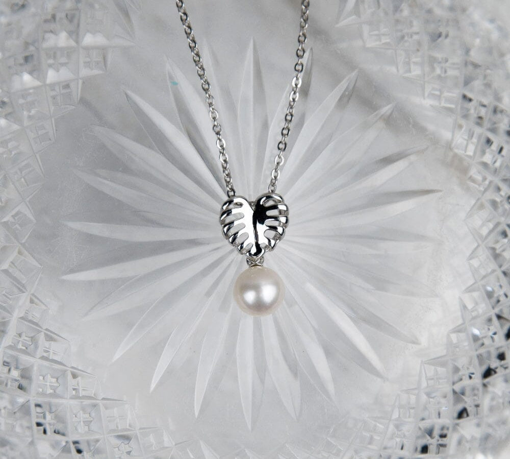 Pearl Monstera Leaf Pendant Pendant Island by Koa Nani 