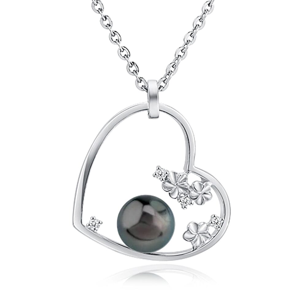 Pearl Plumeria Heart Pendant Pendant Island by Koa Nani Tahitian Pearl 