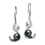 Pearl Ribbon Earrings Earrings Island by Koa Nani White/Black Freshwater Pearl 