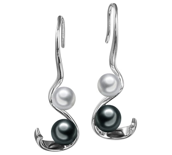 Pearl Ribbon Earrings Earrings Island by Koa Nani White/Black Freshwater Pearl 