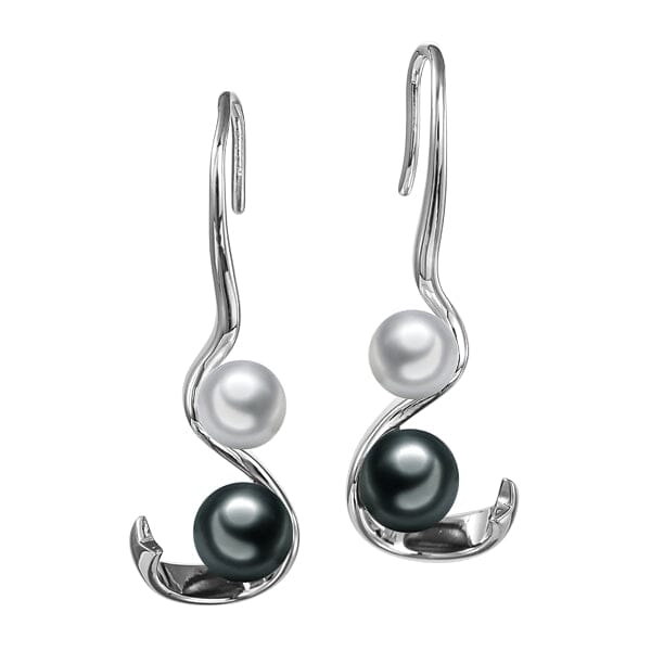 Pearl Ribbon Earrings Earrings Island by Koa Nani White/Black Freshwater Pearl 