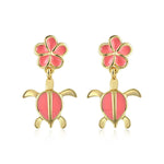 Pink Coral Pua and Honu Earrings Earrings Island by Koa Nani 