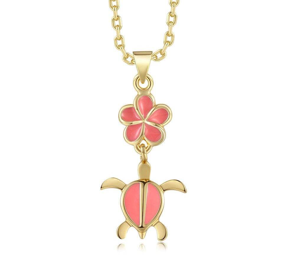 Pink Coral Pua and Honu Necklace Necklace Island by Koa Nani 