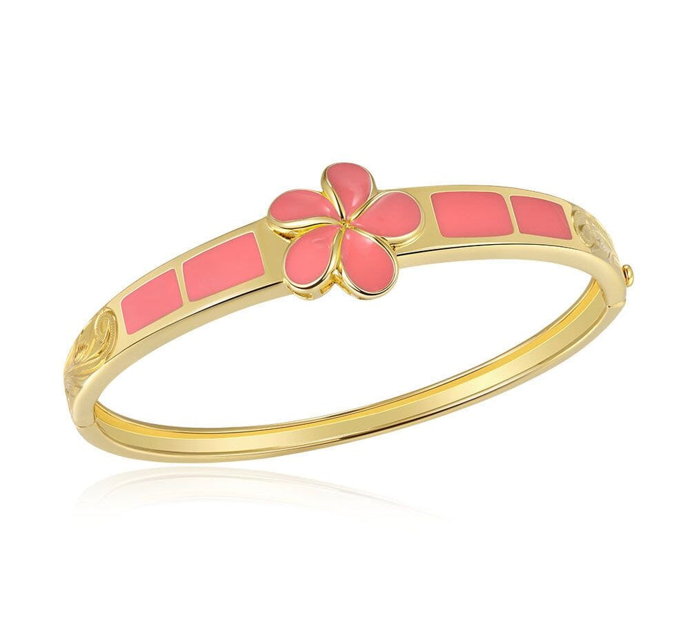 Pink Coral Pua Melia Engraved Bangle Bangle Island by Koa Nani 