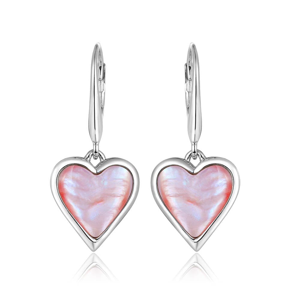 Pink Mother of Pearl Heart Earrings Earrings Island by Koa Nani 