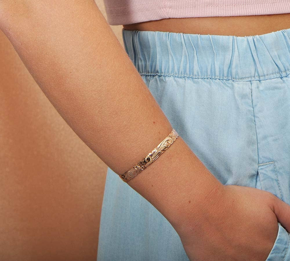Plumeria Engraved Cuff Bangle Bangle Island by Koa Nani 